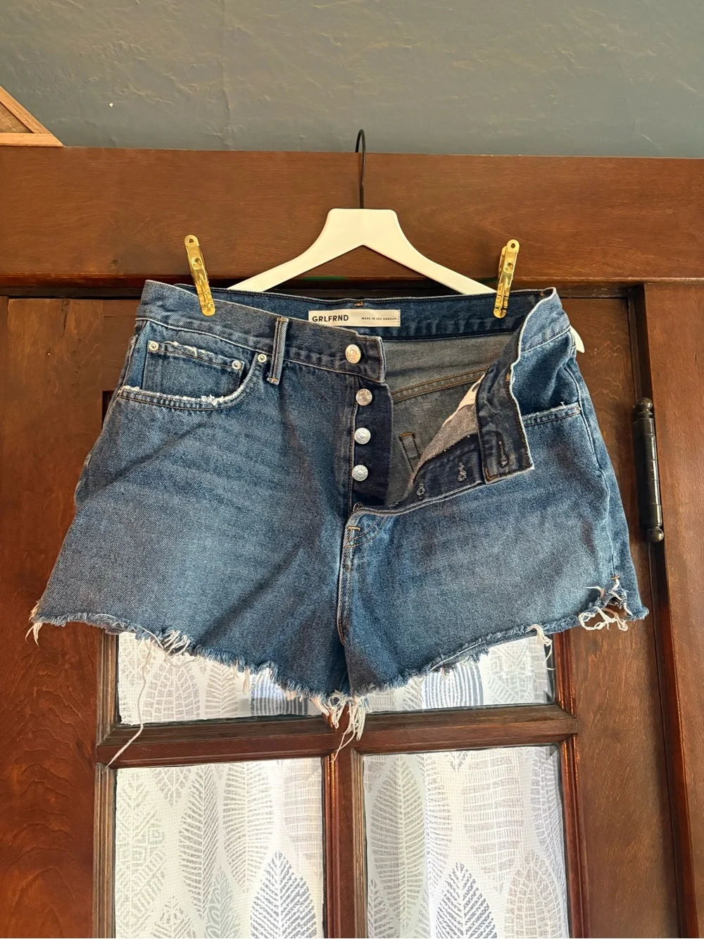 GRLFRND Lyric High Rise Split Hem Denim Short In Joshua Tree Wash Size 29